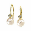 14K Yellow 7mm Cultured Pearl & 0.03 CTW Diamond Round Earring